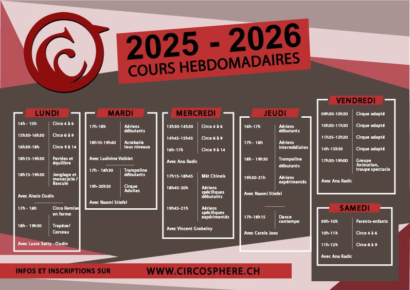 Horaires hebdomadaires 2025-2026